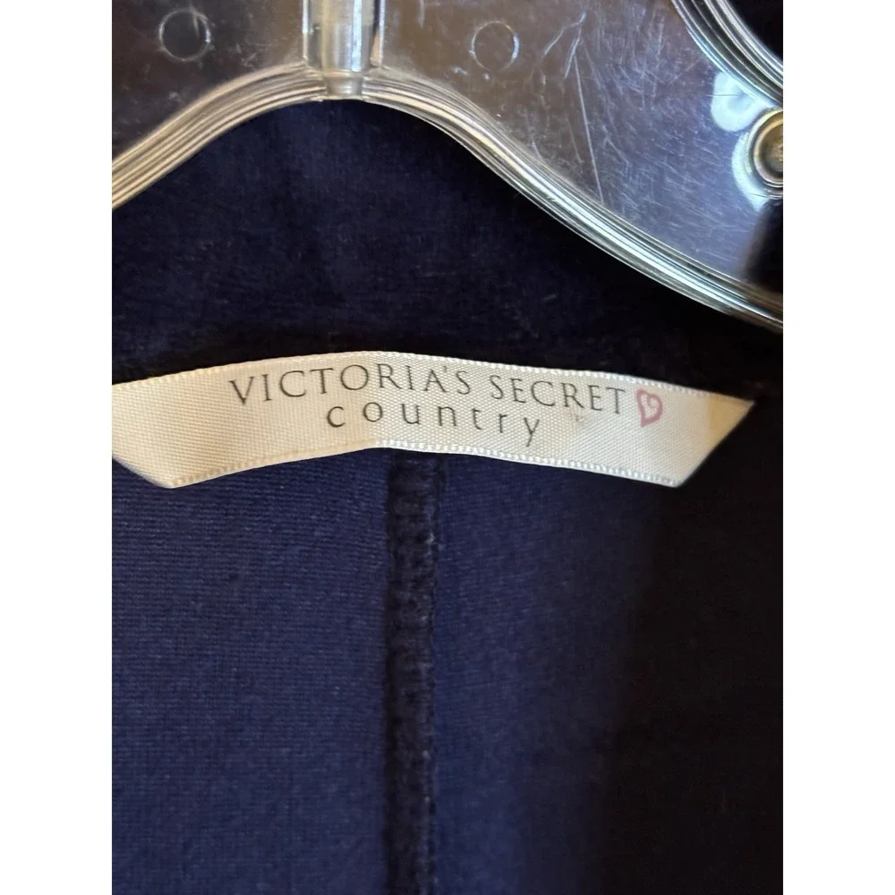 VTG VICTORIA'S‎ SECRET Navy Blue Velour Jumpsuit L Pajamas Lounge Cozy